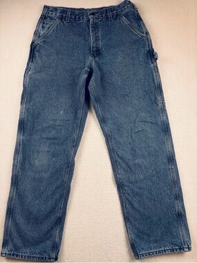 CARHARTT B236 VINTAGE FLANNEL LINED CARPENTER JEANS MENS 33x32 DUNGAREE FIT